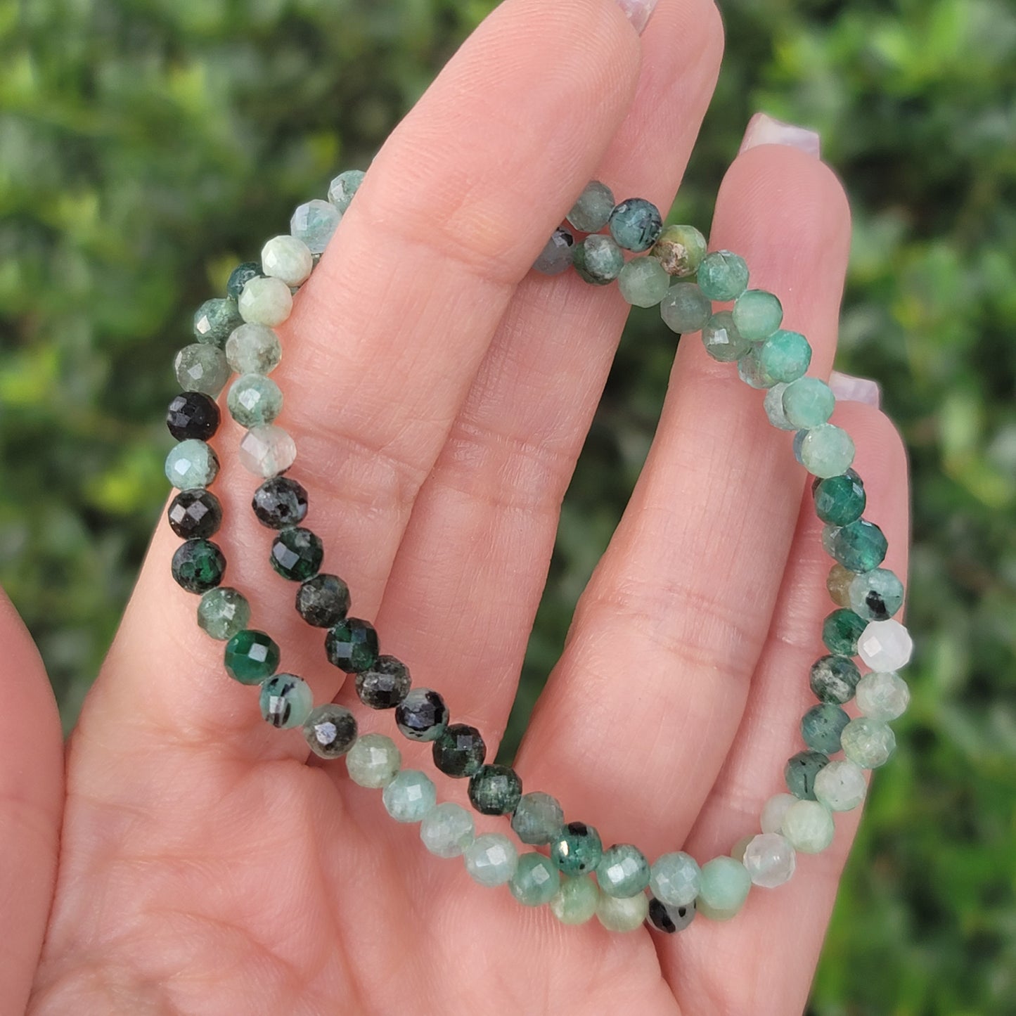 Faceted Emerald Bracelet - 4mm | Compassion, Abundance, Growth