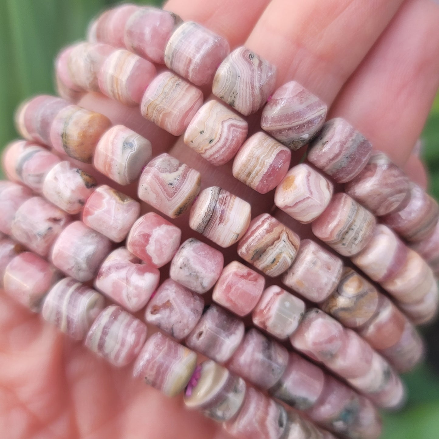 Rhodochrosite Barrel Bracelet - 7mm | Self-worth, Love, Emotional Healing