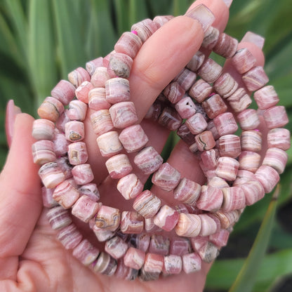Rhodochrosite Barrel Bracelet - 7mm | Self-worth, Love, Emotional Healing