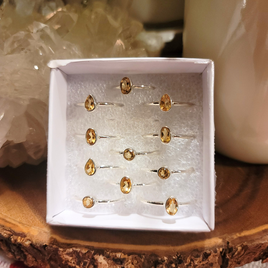 Citrine Stacker Ring || .925 Sterling Silver - sizes 4-10