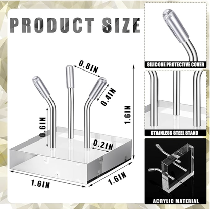 Clear Acrylic Mineral Display Stand - Silver 3 pegs