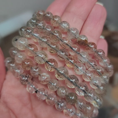 Golden Rutile in Quartz Bracelet – 6mm Beads |Manifestation • Clarity • Solar Energy
