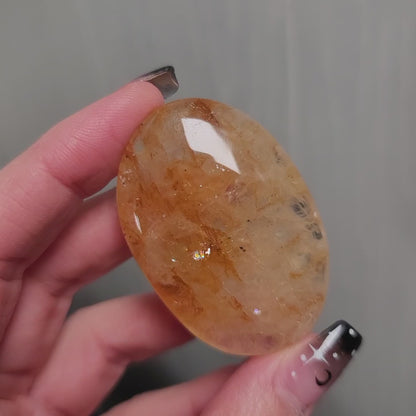Golden Healer Quartz Palmstone | Healing • Alignment • Spiritual Expansion | 01