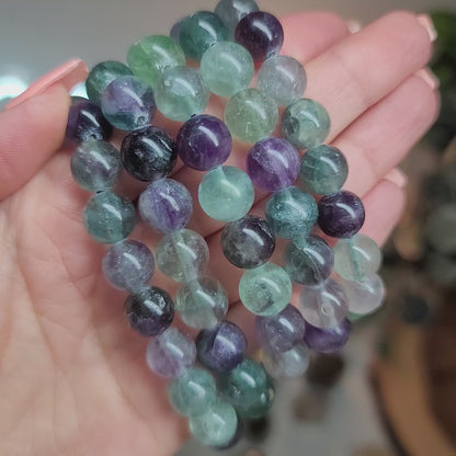 Fluorite Adjustable Bracelet - 10mm Beads - energy, focus, clarity