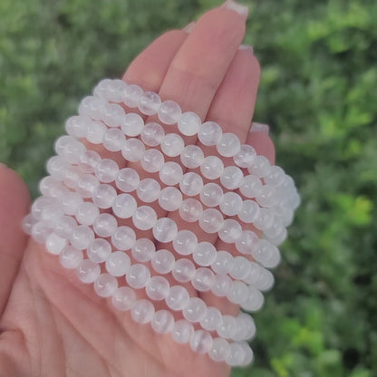 Selenite Beaded Bracelet - 6mm | Cleansing, Peace, Renewal