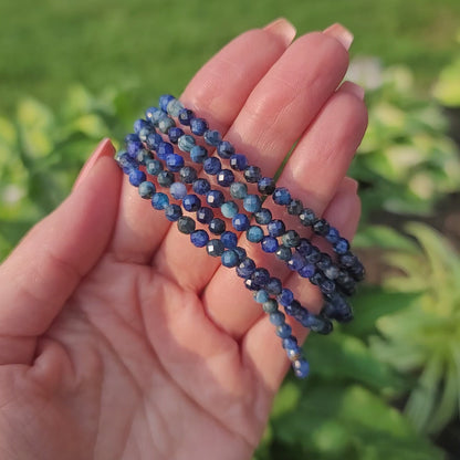 Blue Kyanite Faceted Bracelet - 4mm Beads - Alignment, Communication, Tranquility