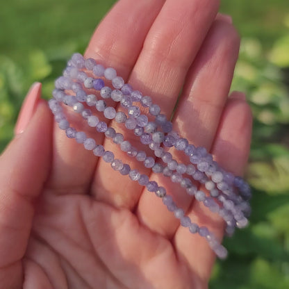 Tanzanite Faceted Bracelet - 3mm Beads - Transformation, Physic Enhancement, Protection