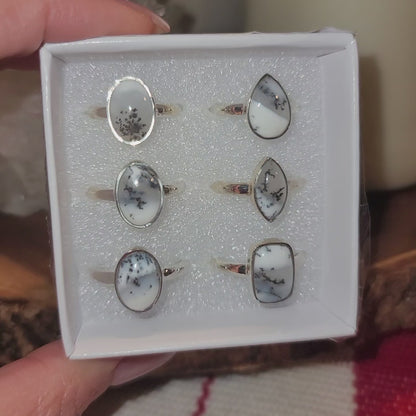 Dendritic Opal Ring || .925 Sterling Silver - sizes 6-8