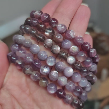 Gem Lepidolite Bracelet – 6mm Beads | Calm • Transition • Emotional Healing