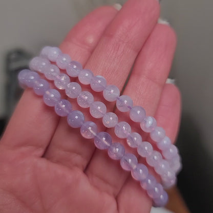 Lavender Moon Quartz Bracelet – 6mm Beads | Tranquility • Intuition • Emotional Clarity