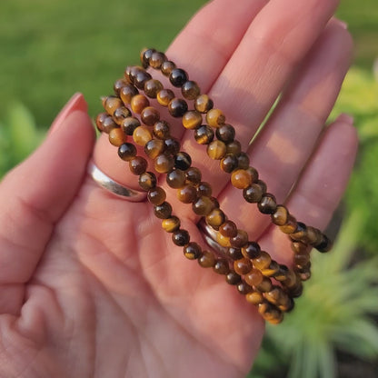 Tiger's Eye Bracelet - 4mm Beads - Confidence, Courage, Energy