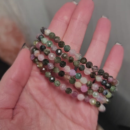 Mixed Tourmaline Faceted Bracelet – 4mm Beads | Protection • Balance • Grounding