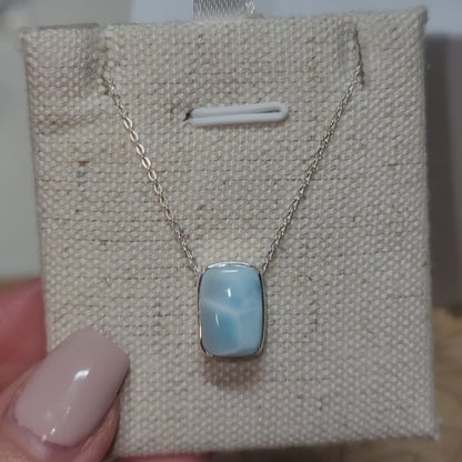 Larimar Polished Pendant 003| .925 Sterling Silver Chain