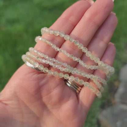 Prehnite Faceted Bracelet - 3-4mm Beads - Calming, Connection, Healing