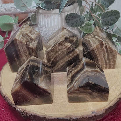 Mexican Chocolate Onyx Village – Set of 5 Hand-Carved Houses