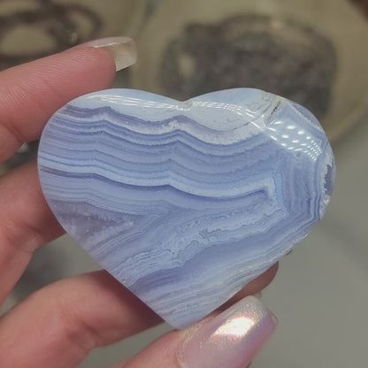 Blue Lace Agate Heart | Peaceful Communication & Emotional Calm