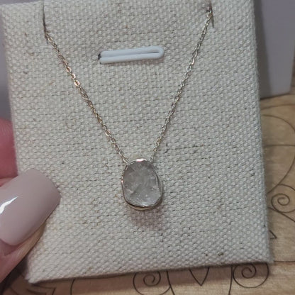 Herkimer Diamond Quartz Pendant | .925 Sterling Silver Chain