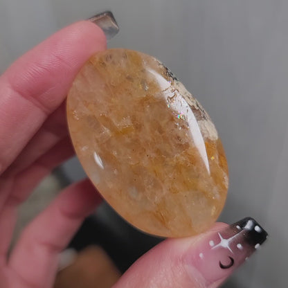 Golden Healer Quartz Palmstone | Healing • Alignment • Spiritual Expansion | 02