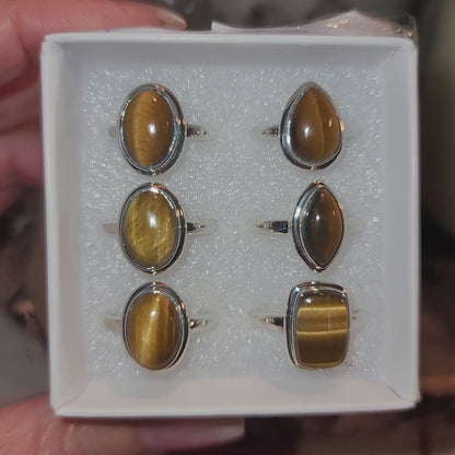 Tiger's Eye Ring || .925 Sterling Silver - sizes 6-8