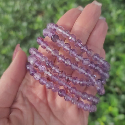 Faceted Amethyst Beaded Bracelet - 6mm | Intuition, Peace, Clarity